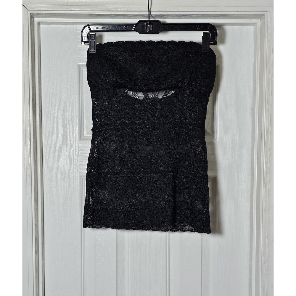 Bebe Vintage Y2K Lace Black Strapless Top Babydoll Sheer Top Whimsy Goth Medium